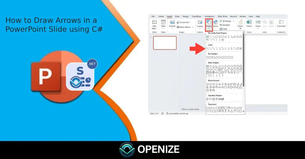 come disegnare la freccia nelle diapositive di PowerPoint